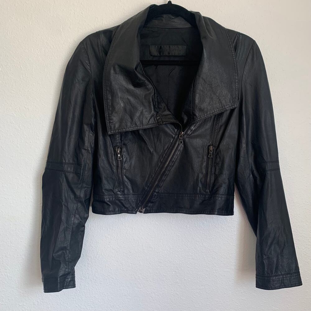 Jenni Kayne Leather Motorcycle Jacket in Black